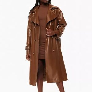 Aritzia Babaton Didion Faux Leather Trench - Size L NWT